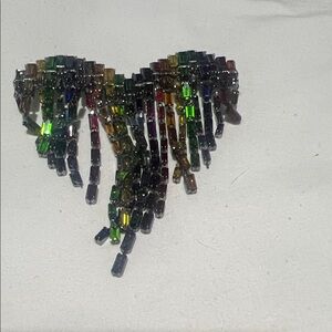 Multicolor Beaded Fringe Brooch